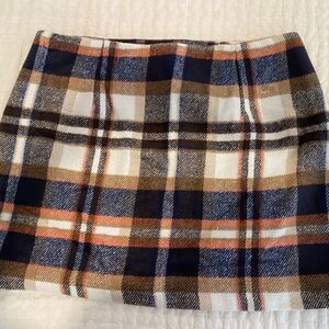 Plaid Women's Skirt - Navy, Brown, and White